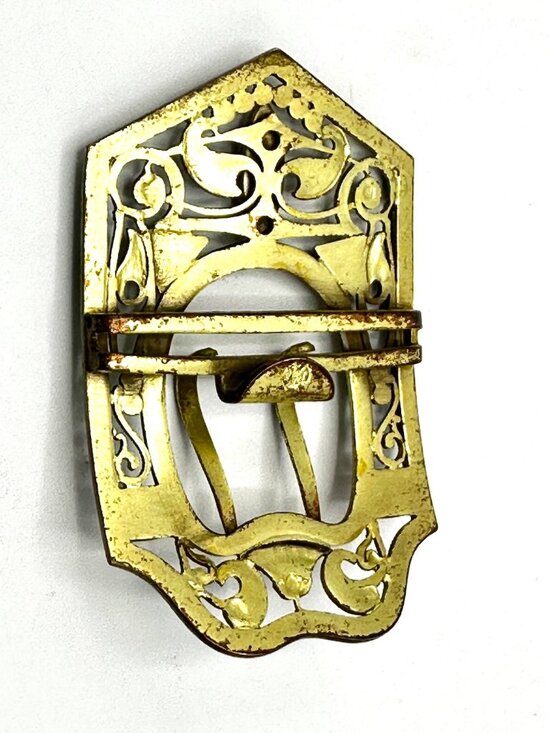 Art Nouveau Belt Buckle with Rhodonite Cabochons—Convert into Brooch or Pendant - Picture 6 of 11